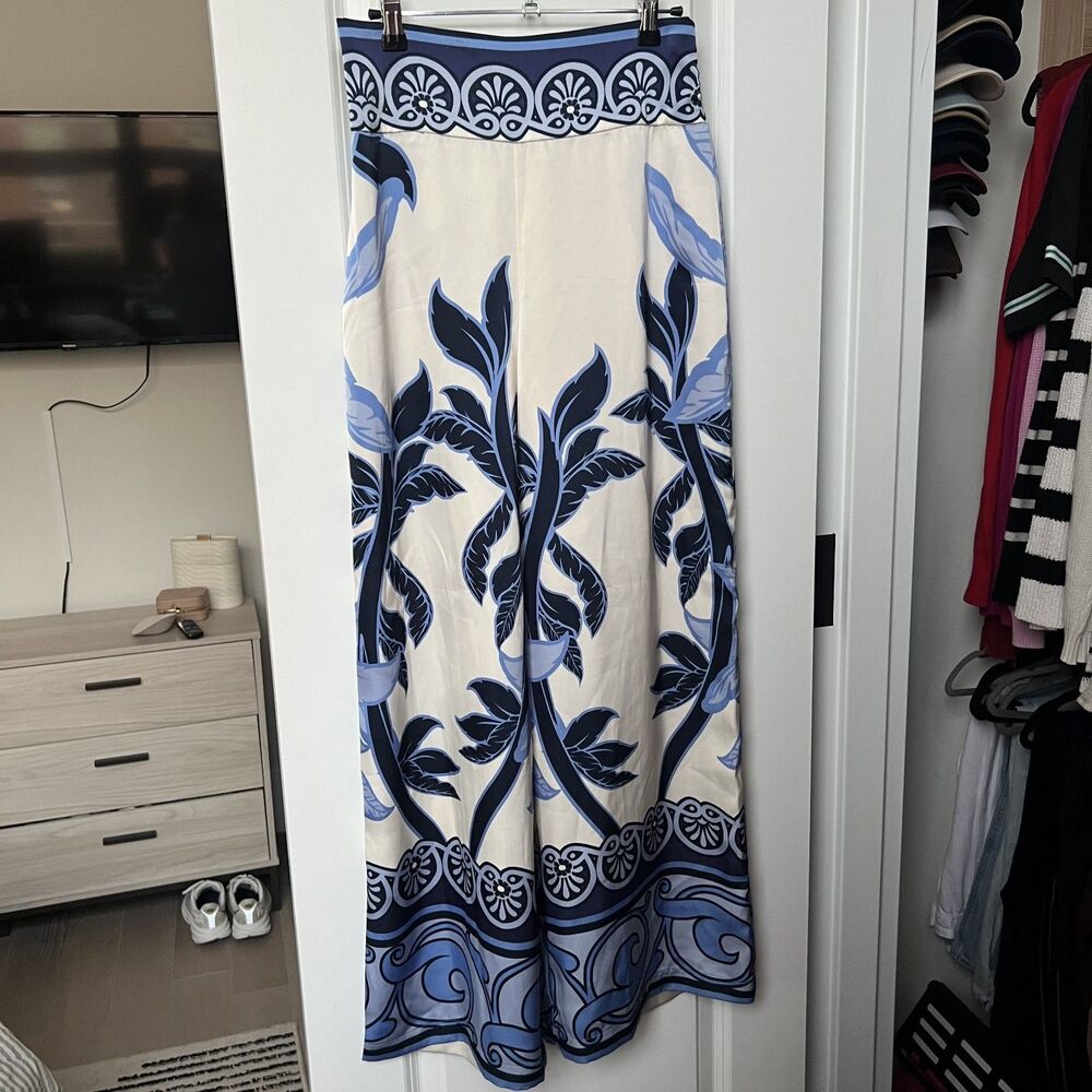 NWT Rachel Zoe tropical print wide leg pants